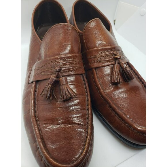 Vintage Florsheim Nevada Slip-On Dress Shoes, Gold Tassel Moccasin, Mens 9.5 D main image 5